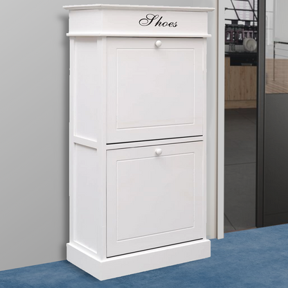 Rangement armoire à chaussures entrée originale meuble dressing solide blanc
