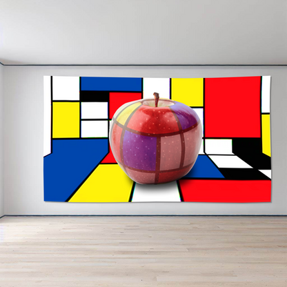 Piet Mondrian, René MAGRITTE, œuvre d'art style, Pop Art, décoration chambre, salle à manger, séjour, salon. Tapisserie, tenture, Draperie. Décoration intérieure murale mur, rideau, tendance et fashion.